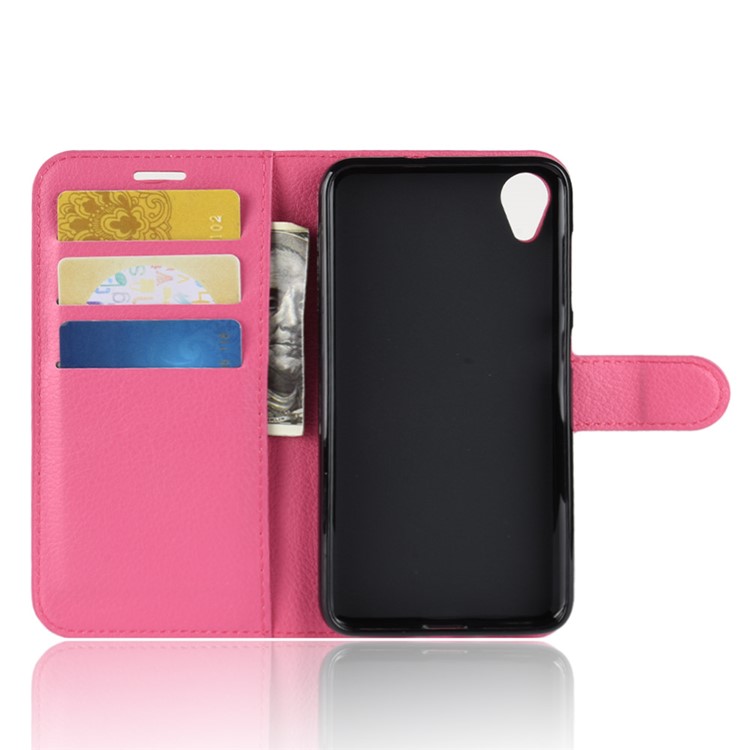 Litchi Skin Wallet Leather Stand Flip Case for Asus ZenFone Live (L1) ZA550KL / Lite (L1) ZA551K - Rose-3