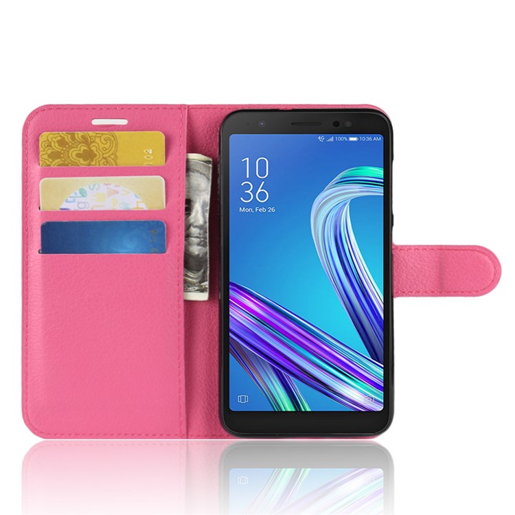 Litchi Skin Wallet Leather Stand Flip Case for Asus ZenFone Live (L1) ZA550KL / Lite (L1) ZA551K - Rose-4