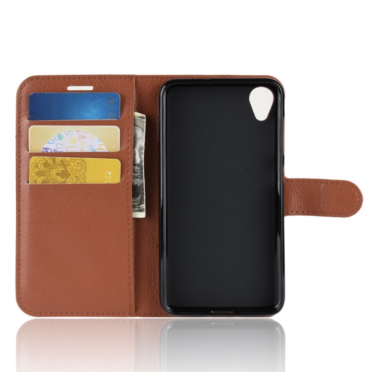 Litchi Skin Wallet Leather Stand Mobile Phone Case for Asus ZenFone Live (L1) ZA550KL / Lite (L1) ZA551K - Brown-3