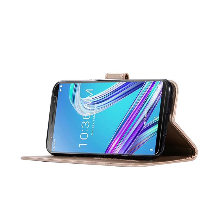 Imprinted Dream Catcher Owl Leather Wallet Phone Case for Asus Zenfone Max Pro (M1) ZB601KL - Gold-5