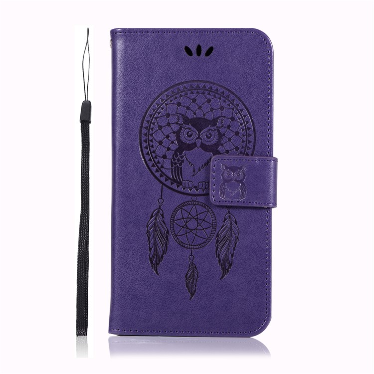 Imprinted Dream Catcher Owl PU Leather Wallet Case for Asus Zenfone Max Pro (M1) ZB601KL - Purple-2