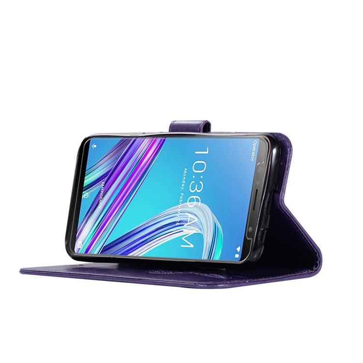 Imprinted Dream Catcher Owl PU Leather Wallet Case for Asus Zenfone Max Pro (M1) ZB601KL - Purple-5