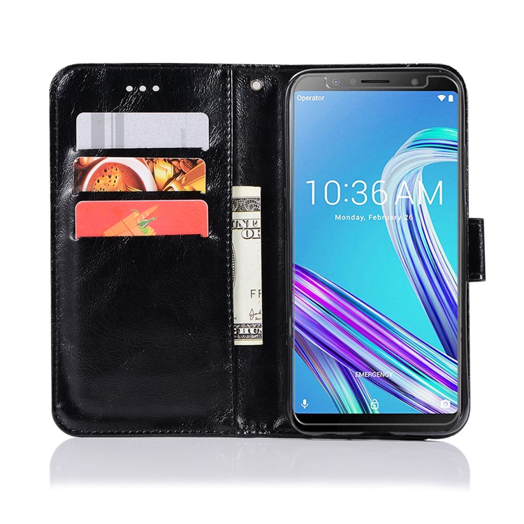 Premium Vintage Leather Wallet Case for Asus Zenfone Max Pro (M1) ZB601KL - Black-4
