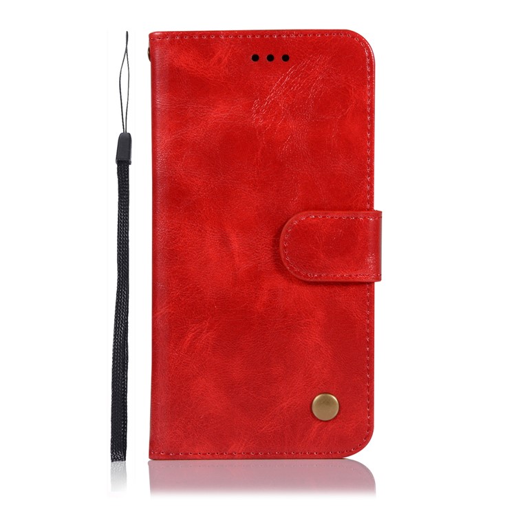 Premium Vintage Leather Wallet Phone Case for Asus Zenfone Max Pro (M1) ZB601KL - Red-2