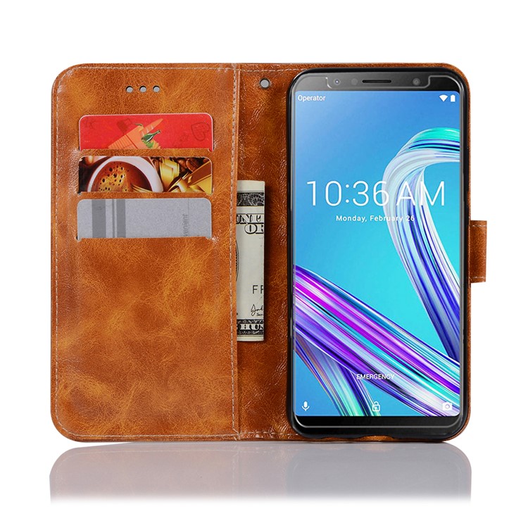 Premium Vintage Leather Stand Cover with Card Slots for Asus Zenfone Max Pro (M1) ZB601KL - Brown-4