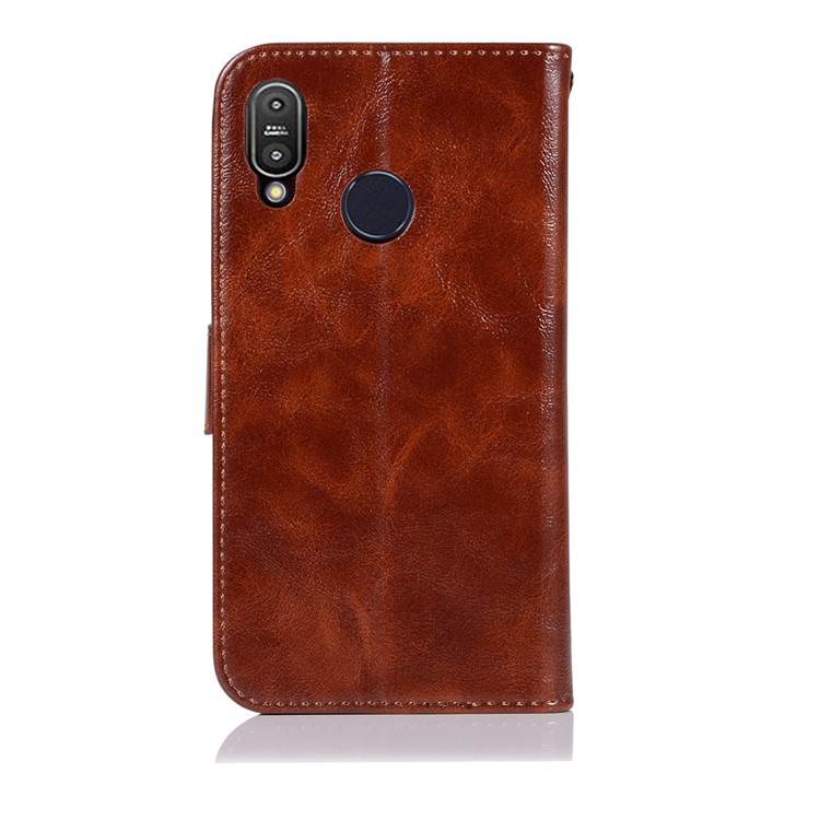 Premium Vintage Leather Wallet Case Shell Cover for Asus Zenfone Max Pro (M1) ZB601KL - Coffee-3