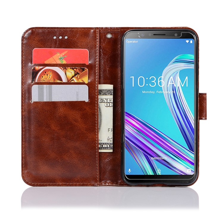 Premium Vintage Leather Wallet Case Shell Cover for Asus Zenfone Max Pro (M1) ZB601KL - Coffee-4