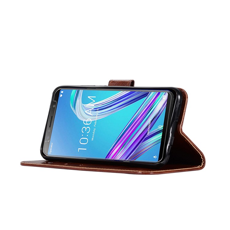 Premium Vintage Leather Wallet Case Shell Cover for Asus Zenfone Max Pro (M1) ZB601KL - Coffee-5