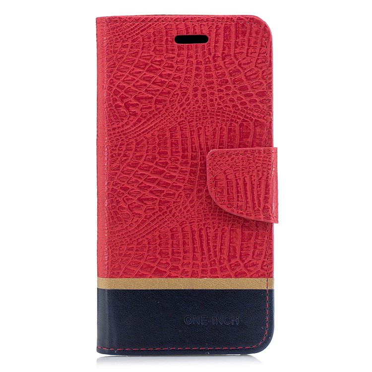 Crocodile Texture Splicing PU Leather Wallet Casing for Asus Zenfone Max Pro (M1) ZB601KL - Red-1