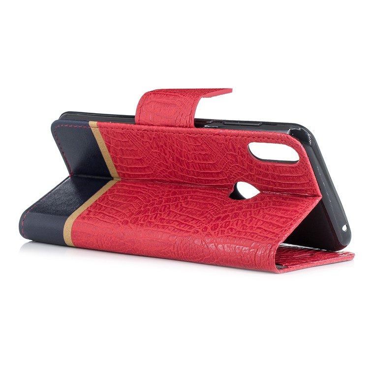 Crocodile Texture Splicing PU Leather Wallet Casing for Asus Zenfone Max Pro (M1) ZB601KL - Red-3