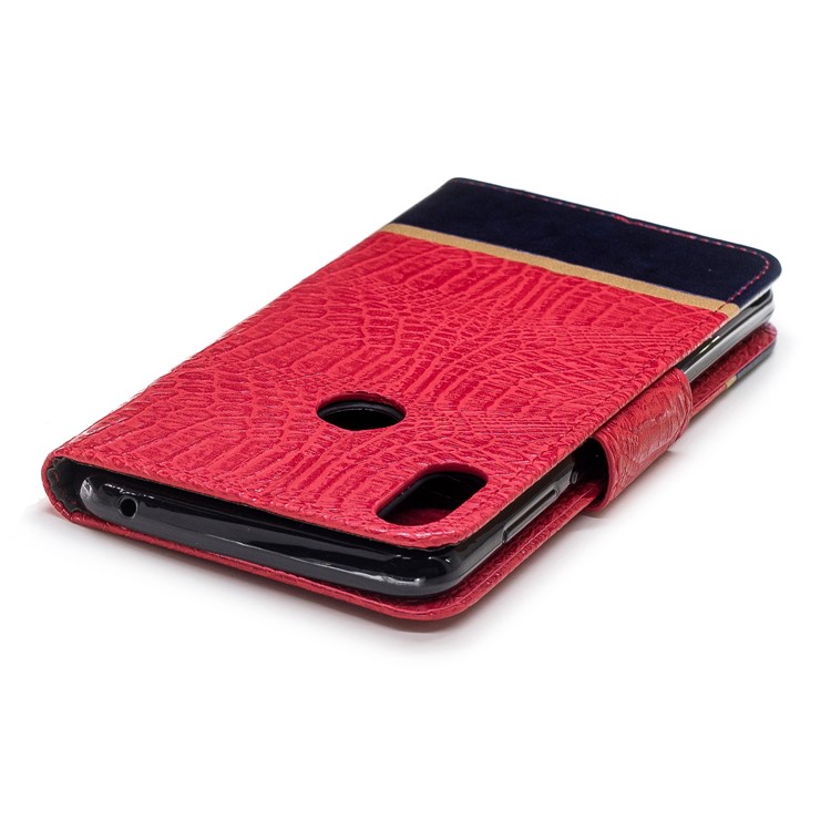 Crocodile Texture Splicing PU Leather Wallet Casing for Asus Zenfone Max Pro (M1) ZB601KL - Red-6