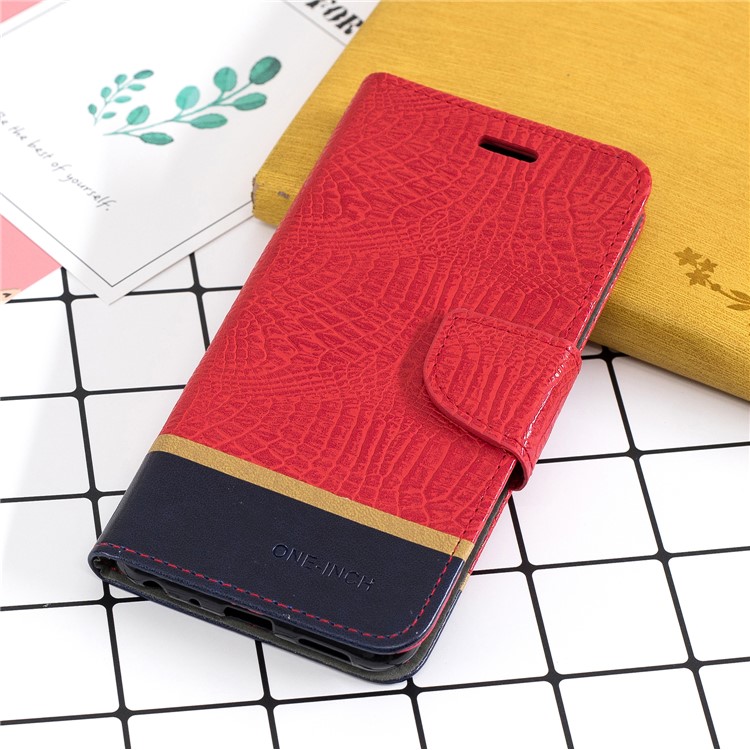 Crocodile Texture Splicing PU Leather Wallet Casing for Asus Zenfone Max Pro (M1) ZB601KL - Red-8