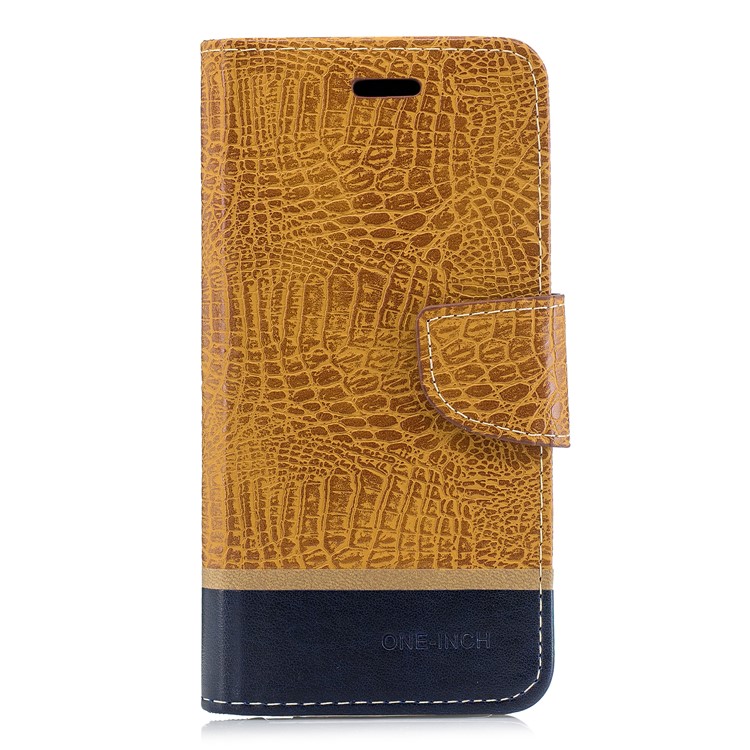 Crocodile Texture Splicing PU Leather Wallet Phone Shell for Asus Zenfone Max Pro (M1) ZB601KL - Brown-1