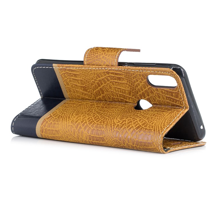 Crocodile Texture Splicing PU Leather Wallet Phone Shell for Asus Zenfone Max Pro (M1) ZB601KL - Brown-3