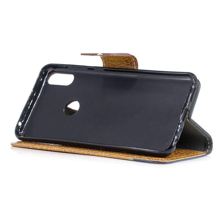 Crocodile Texture Splicing PU Leather Wallet Phone Shell for Asus Zenfone Max Pro (M1) ZB601KL - Brown-4