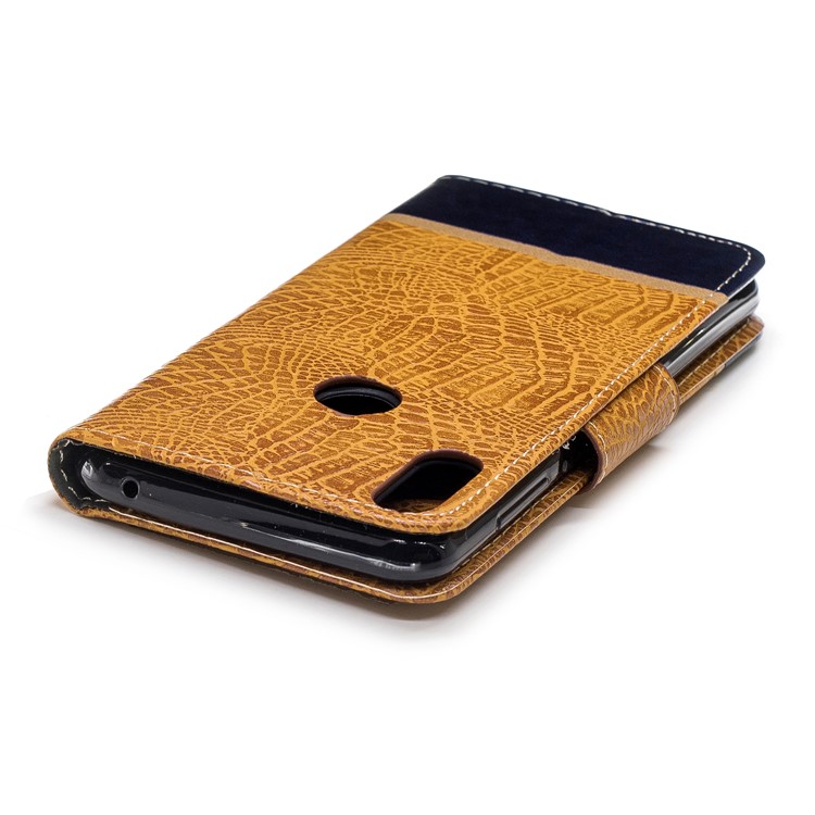 Crocodile Texture Splicing PU Leather Wallet Phone Shell for Asus Zenfone Max Pro (M1) ZB601KL - Brown-6