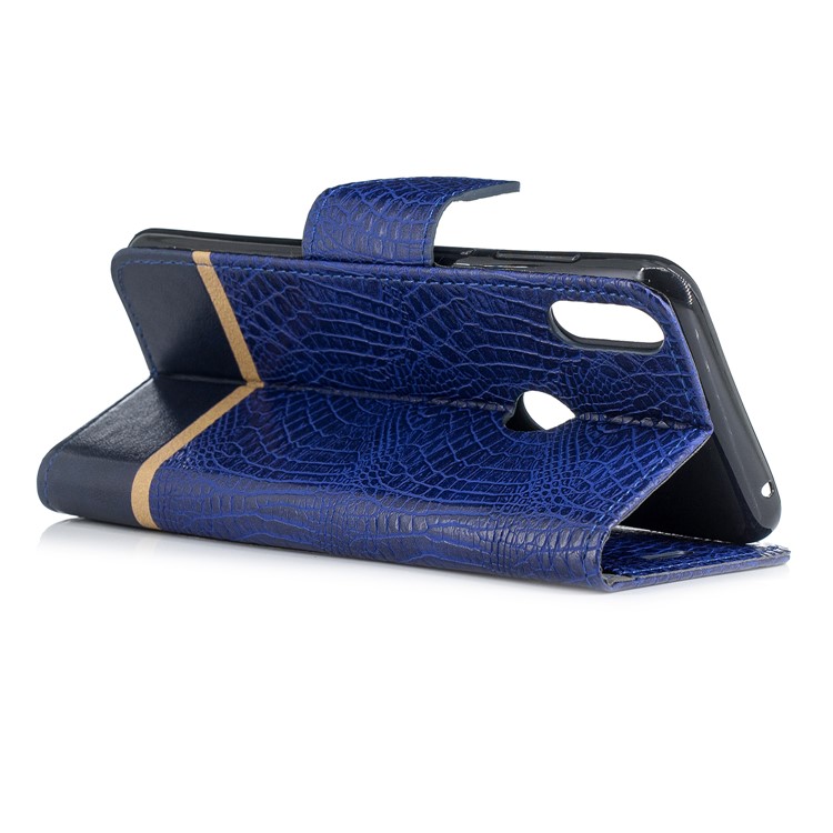Crocodile Texture Splicing PU Leather Stand Case for Asus Zenfone Max Pro (M1) ZB601KL - Dark Blue-3