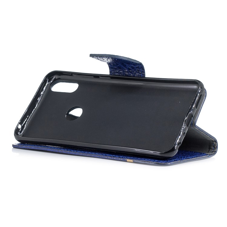 Crocodile Texture Splicing PU Leather Stand Case for Asus Zenfone Max Pro (M1) ZB601KL - Dark Blue-4