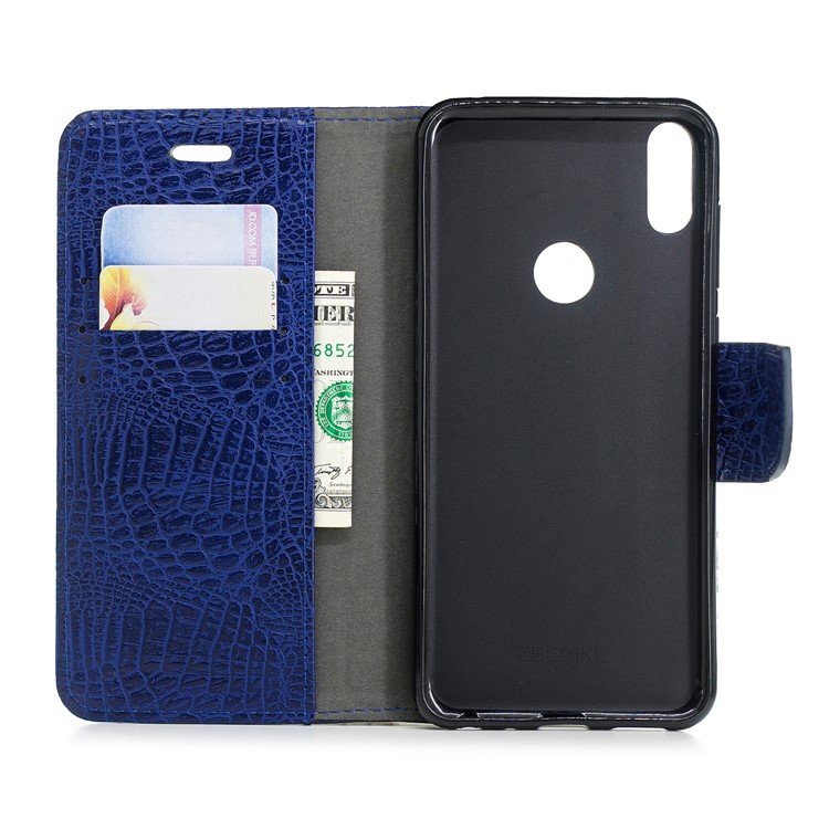 Crocodile Texture Splicing PU Leather Stand Case for Asus Zenfone Max Pro (M1) ZB601KL - Dark Blue-7