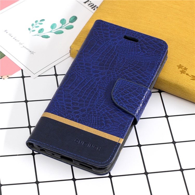 Crocodile Texture Splicing PU Leather Stand Case for Asus Zenfone Max Pro (M1) ZB601KL - Dark Blue-8