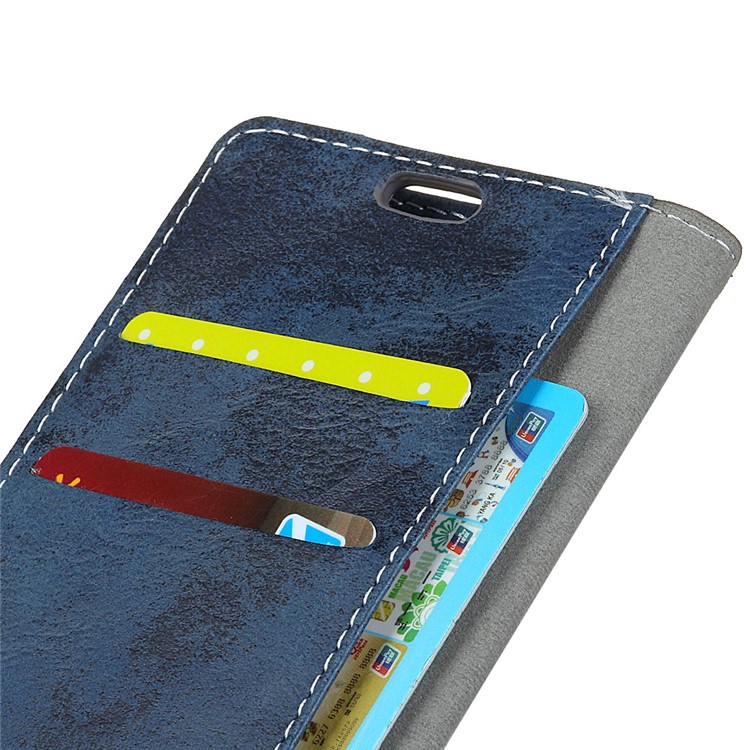 (Vintage Style) PU Leather Stand Wallet Cell Phone Cover for Asus Zenfone Max (M2) ZB633KL - Blue-4
