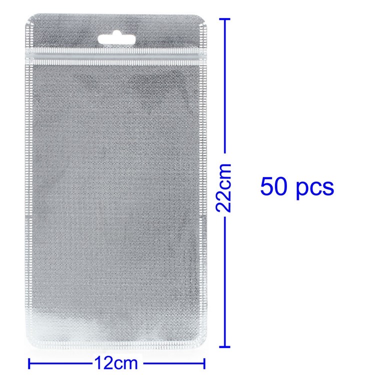 50Pcs/Lot Cloth and PET Packaging Bag for iPhone Case, Size: 18 x 11cm - Silver Color-1