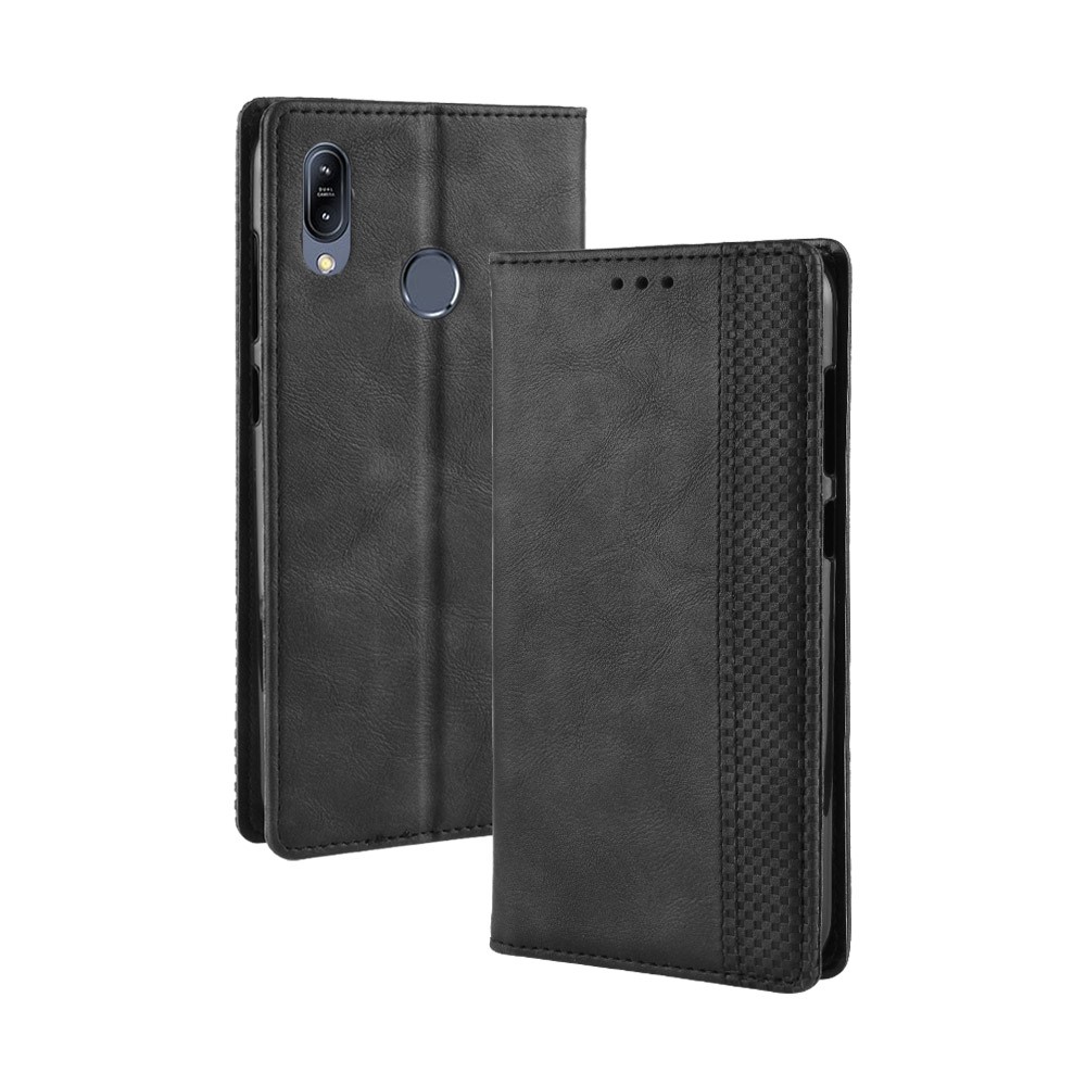 Vintage Style Wallet Leder Standabdeckung Für Asus Zenfone Max (m2) ZB633KL - Schwarz-2