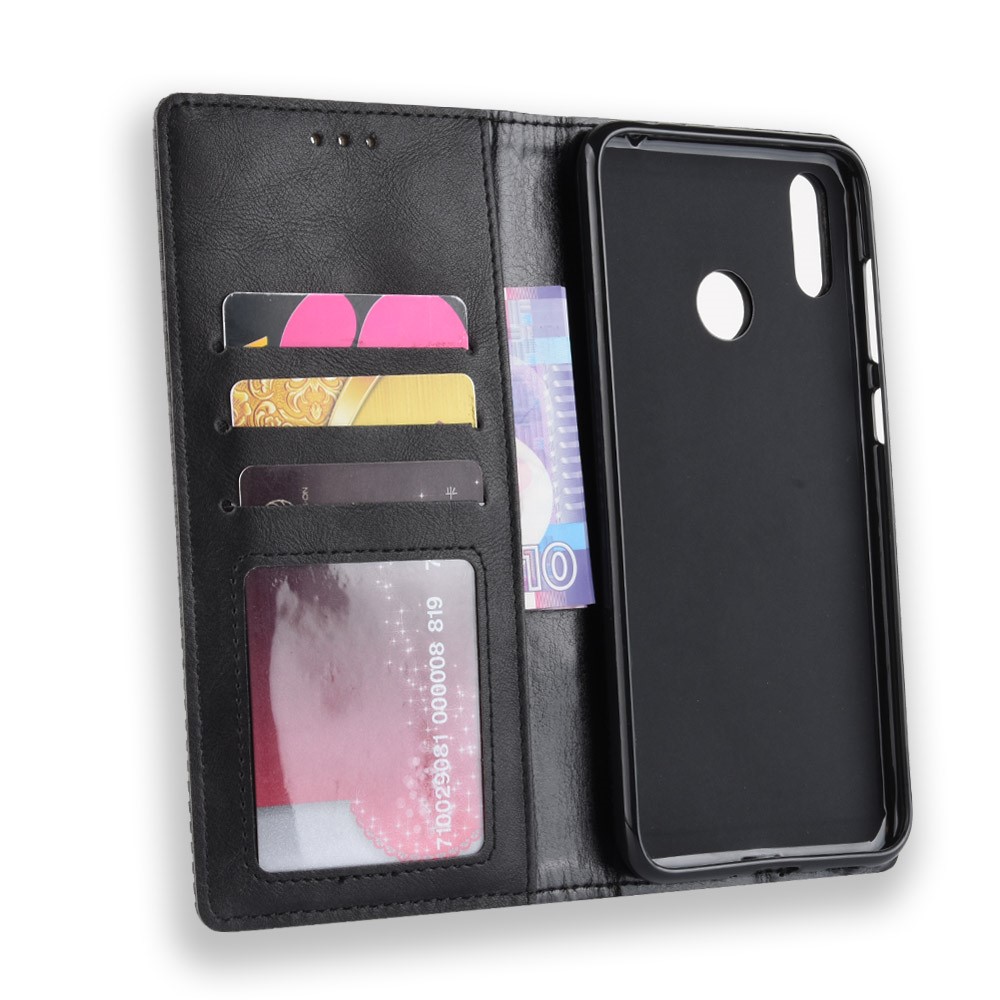 Vintage Style Wallet Leder Standabdeckung Für Asus Zenfone Max (m2) ZB633KL - Schwarz-4