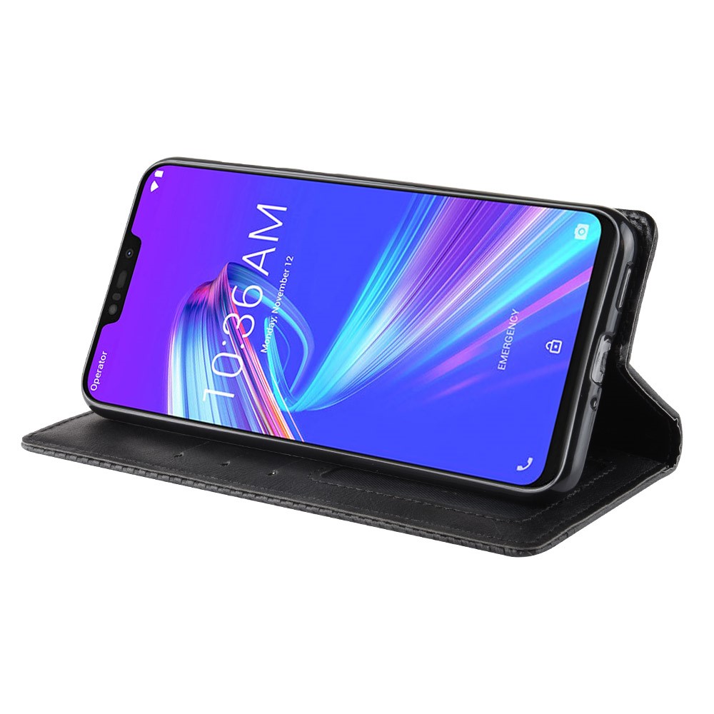 Vintage Style Wallet Leder Standabdeckung Für Asus Zenfone Max (m2) ZB633KL - Schwarz-6