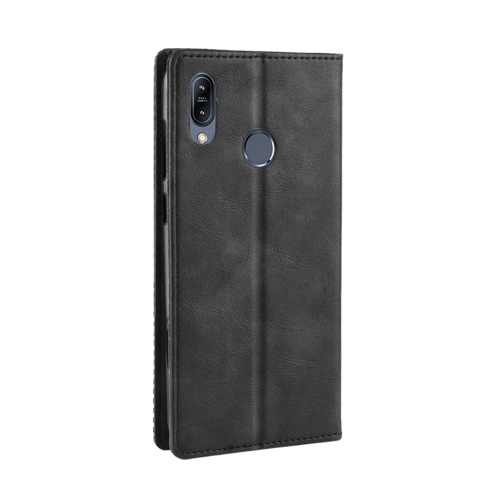 Vintage Style Wallet Leder Standabdeckung Für Asus Zenfone Max (m2) ZB633KL - Schwarz-7