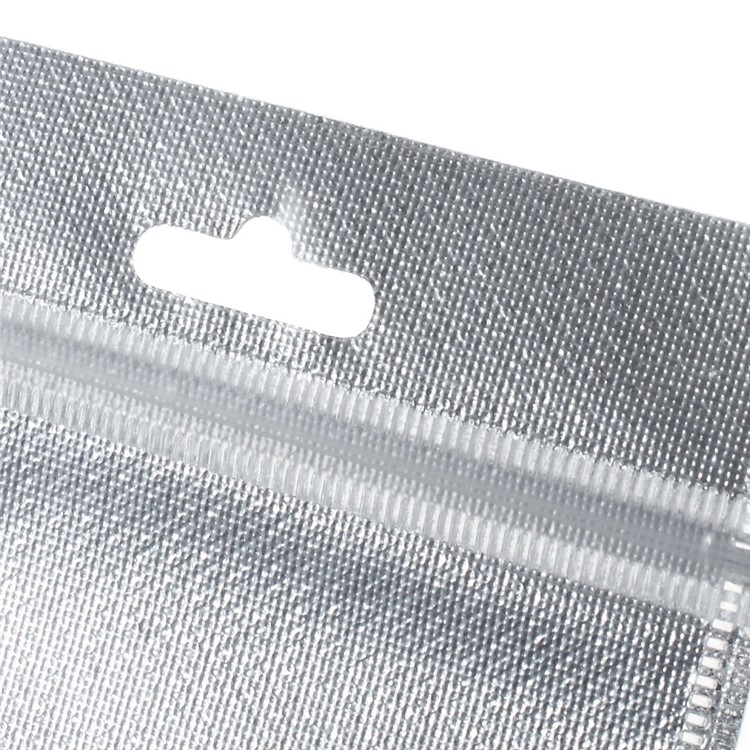 50Pcs/Lot Cloth and PET Packaging Bag for iPhone Case, Inner Size: 16 x 10cm - Silver Color-4