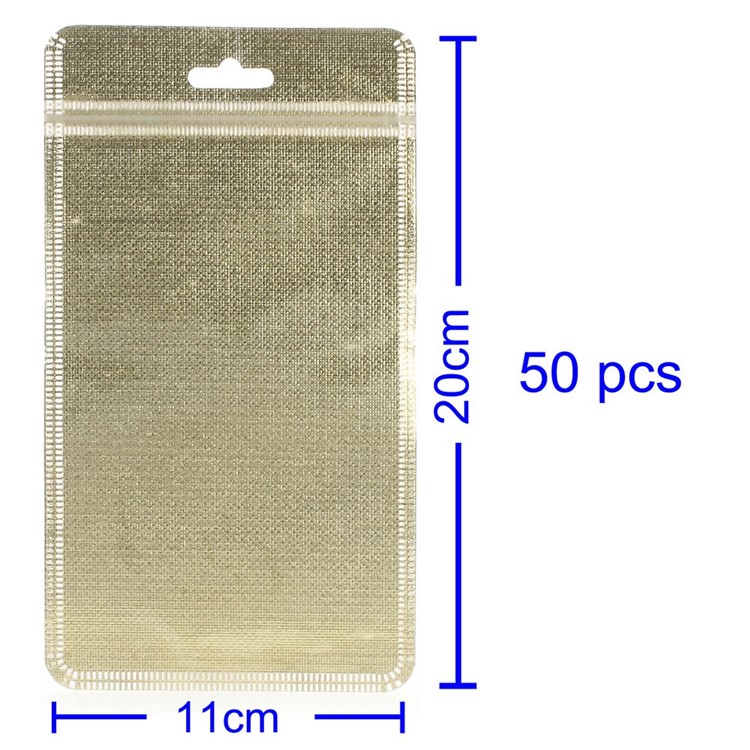50Pcs/Lot Cloth and PET Packaging Bag for iPhone Case, Inner Size: 16 x 10cm - Gold Color-1