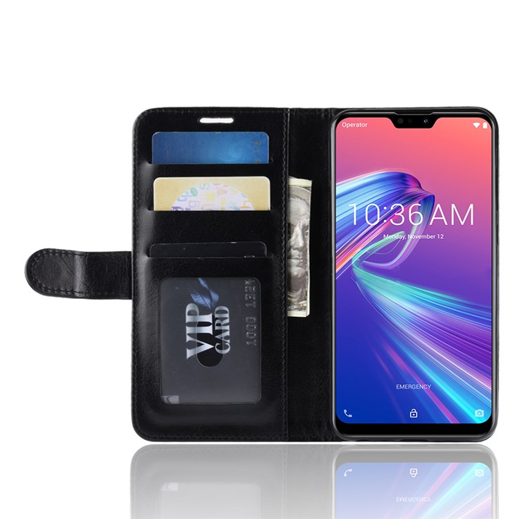 Crazy Horse Wallet Leather Stand Cell Phone Case with Magnet for Asus Zenfone Max Pro (M2) ZB631KL - Black-5