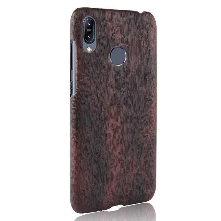 Wood Texture PU Leather Skin PC Back Case for Asus Zenfone Max Pro (M2) ZB631KL - Black-3