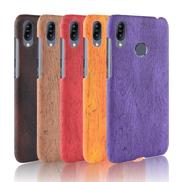 Wood Texture PU Leather Skin PC Back Case for Asus Zenfone Max Pro (M2) ZB631KL - Black-6