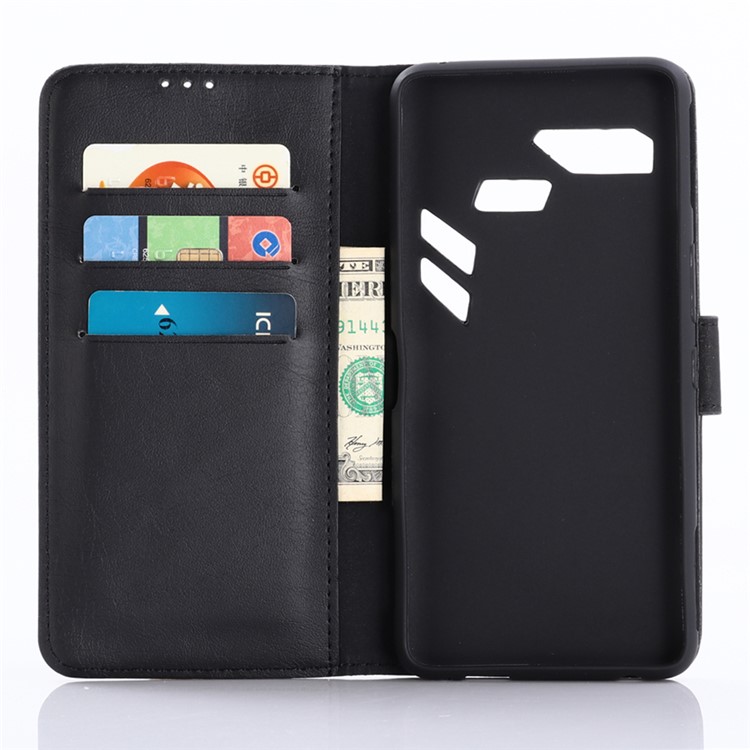 Retro Style Crazy Horse PU Leather Magnetic Wallet Case for Asus ROG Phone (ZS600KL) - Black-3