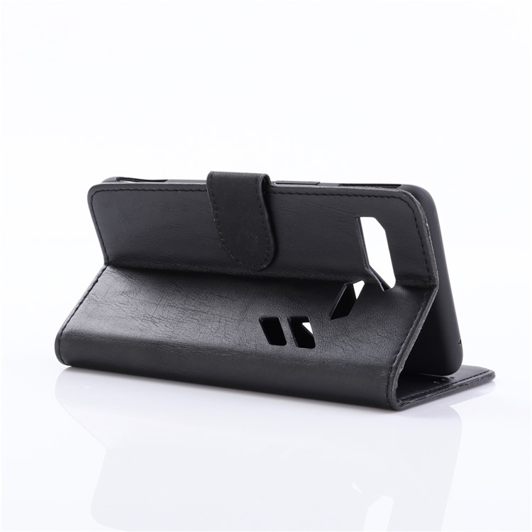 Retro Style Crazy Horse PU Leather Magnetic Wallet Case for Asus ROG Phone (ZS600KL) - Black-4