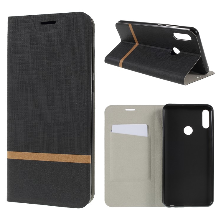 Cross Pattern Leather Card Holder Phone Case (Built-in Steel Sheet) for Asus Zenfone Max Pro (M2) ZB631KL - Black-1