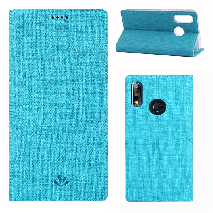 VILI DMX Cruz Textura Couro Stand Case Para Asus Zenfone Max Pro (m2) ZB631KL - Azul-1
