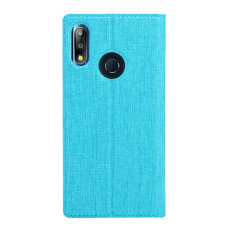VILI DMX Cruz Textura Couro Stand Case Para Asus Zenfone Max Pro (m2) ZB631KL - Azul-3