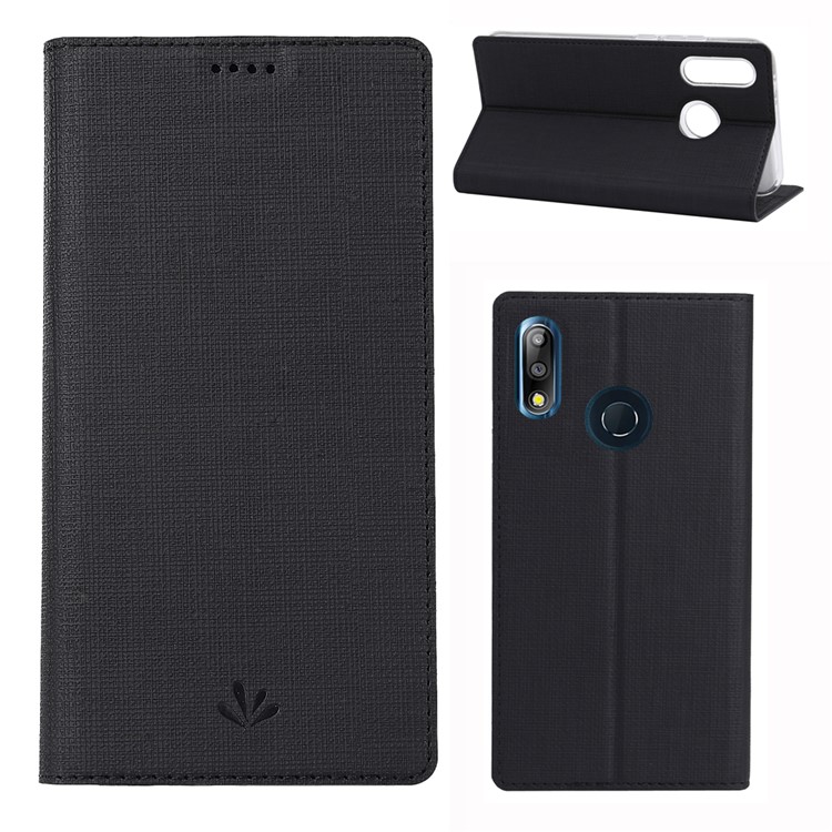 VILI DMX Cruz Textura Couro Stand Case Para Asus Zenfone Max Pro (m2) ZB631KL - Preto-1