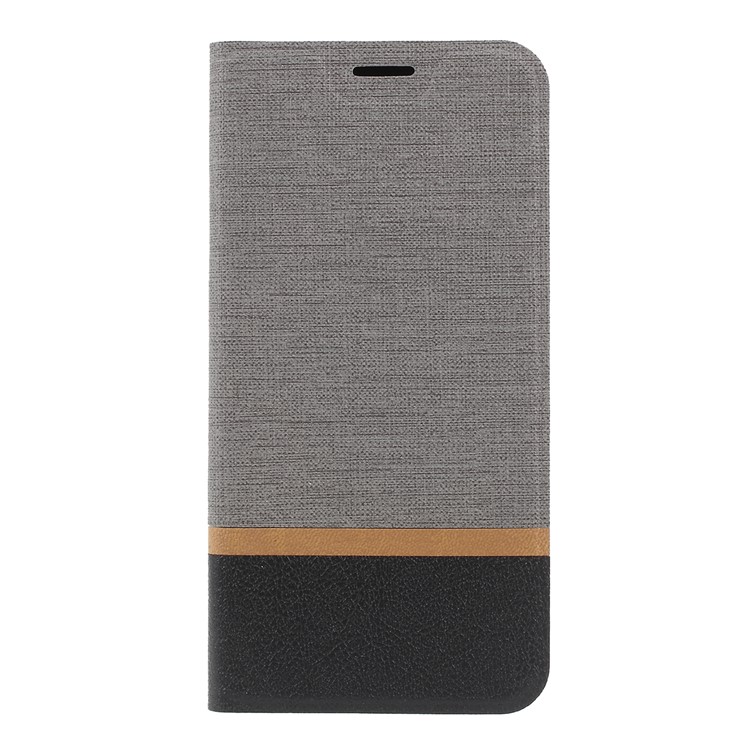 Cross Pattern Leather Card Holder Phone Cover (Built-in Steel Sheet) for Asus Zenfone Max (M2) ZB633KL - Grey-1