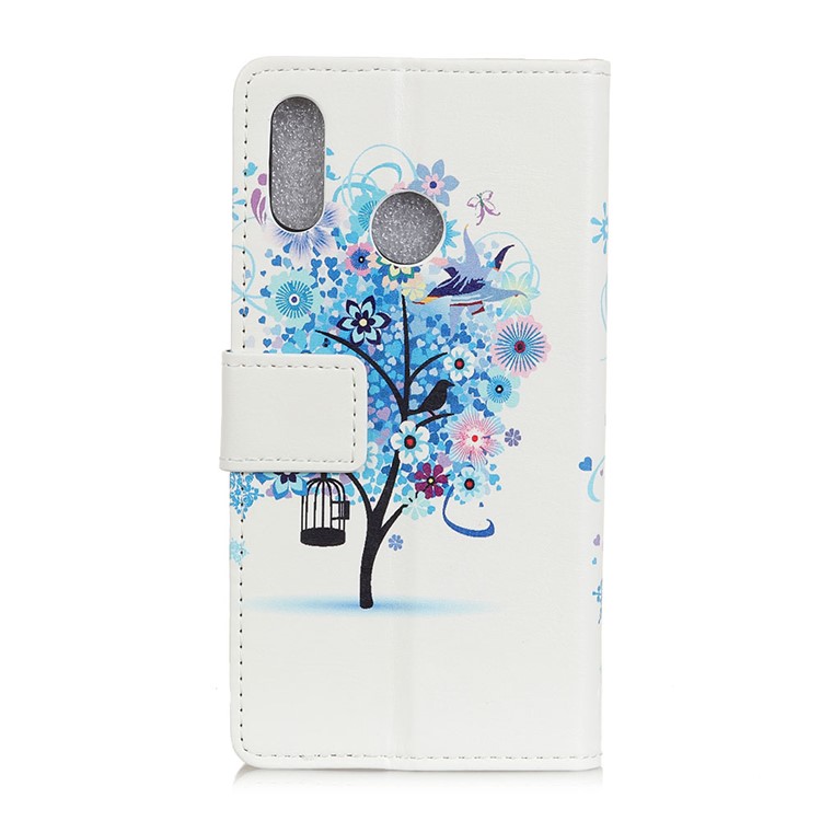 Pattern Printing Leather Wallet Case for Asus Zenfone Max Plus (M2) ZB634KL - lue Flower Tree-2