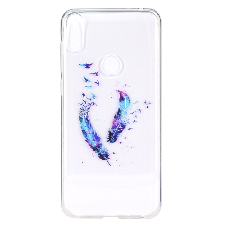 Estampa Padrão Macio TPU Telefone Case Para Asus Zenfone Max Pro (m2) ZB631KL - Penas E Pássaros-2