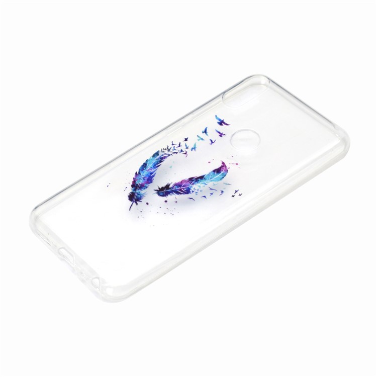 Estampa Padrão Macio TPU Telefone Case Para Asus Zenfone Max Pro (m2) ZB631KL - Penas E Pássaros-3
