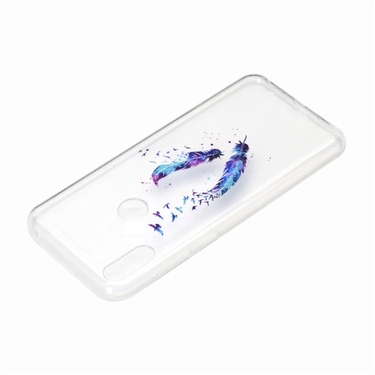 Estampa Padrão Macio TPU Telefone Case Para Asus Zenfone Max Pro (m2) ZB631KL - Penas E Pássaros-4