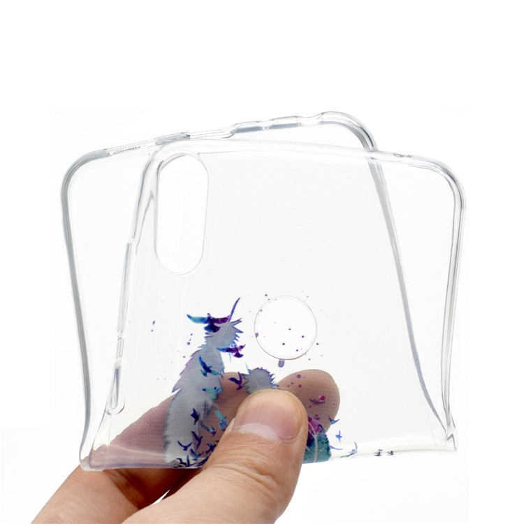 Estampa Padrão Macio TPU Telefone Case Para Asus Zenfone Max Pro (m2) ZB631KL - Penas E Pássaros-5