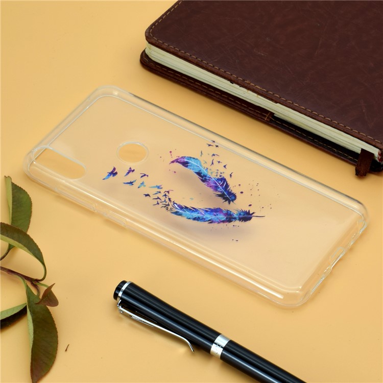 Estampa Padrão Macio TPU Telefone Case Para Asus Zenfone Max Pro (m2) ZB631KL - Penas E Pássaros-6