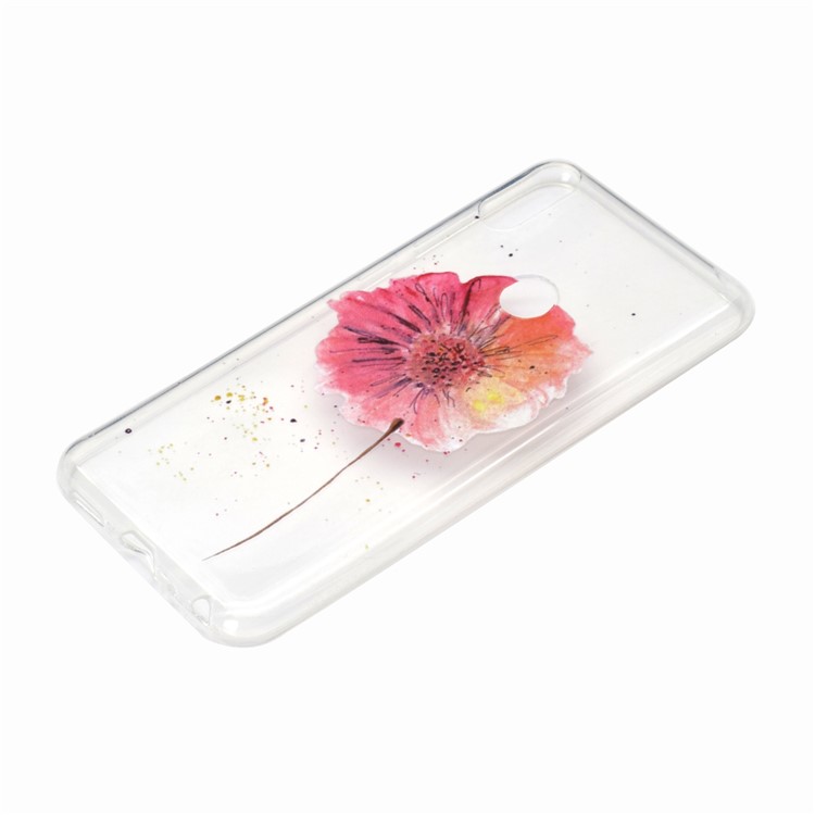 Estampa Padrão Macio TPU Telefone Case Para Asus Zenfone Max Pro (m2) ZB631KL - Flor Vermelha-3