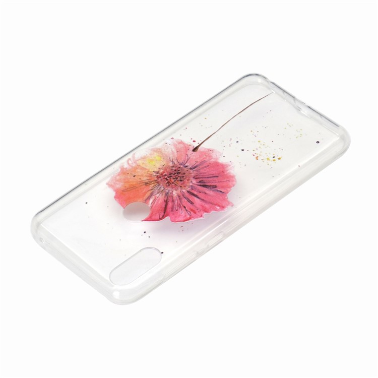 Estampa Padrão Macio TPU Telefone Case Para Asus Zenfone Max Pro (m2) ZB631KL - Flor Vermelha-4